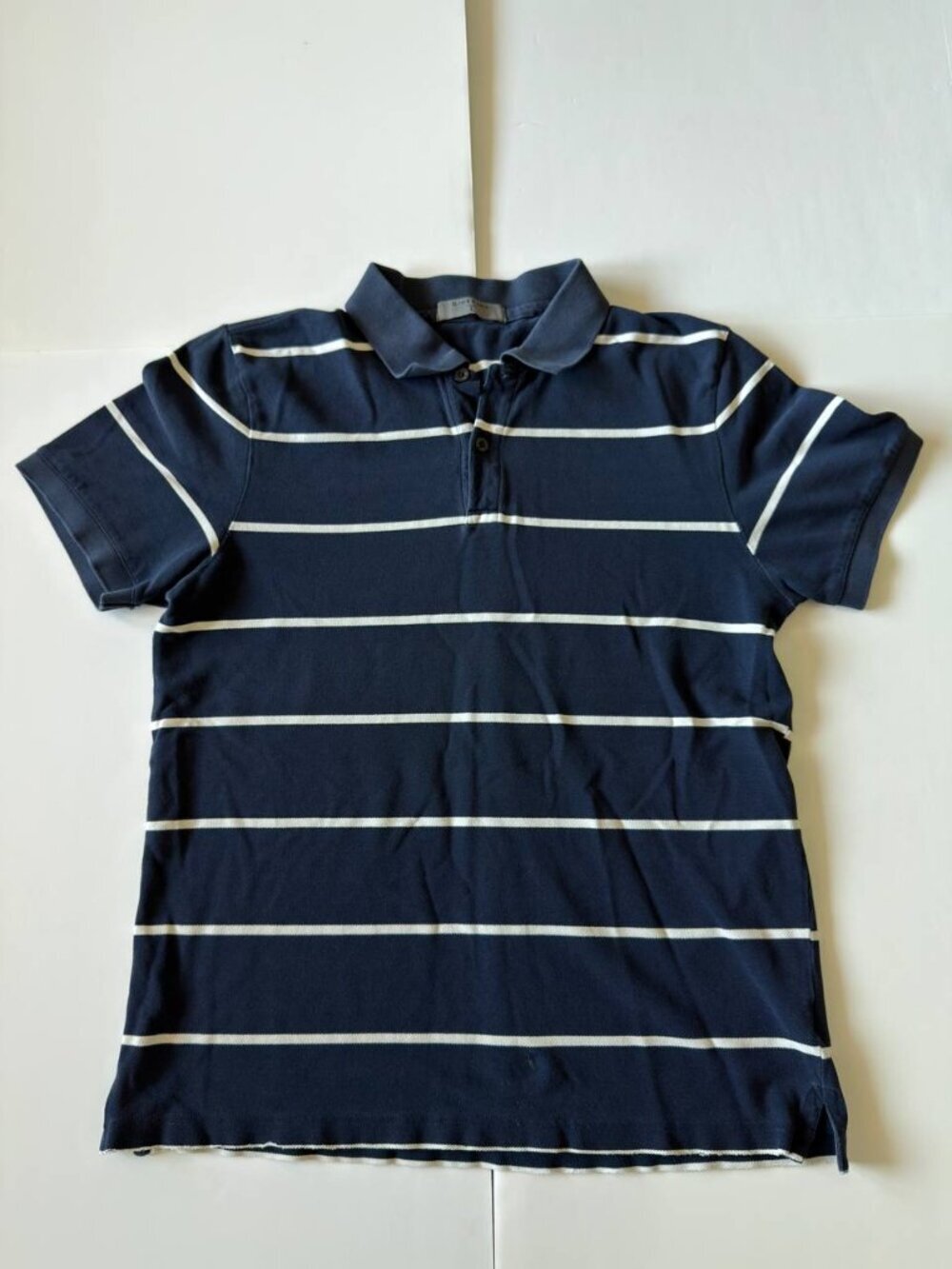 Giordano Men’s Striped Polo Shirt – Size L – Navy/White